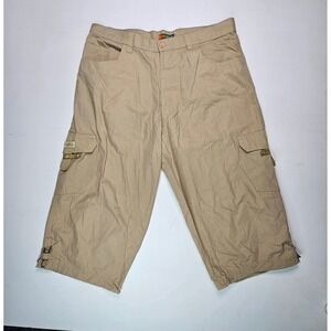 GAT Jeans Cargo Shorts Mens 40 Tan Khaki Baggy 3/4 Capris Y2K Skate USA
